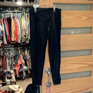 Navy High-Waist Shiny Leggings